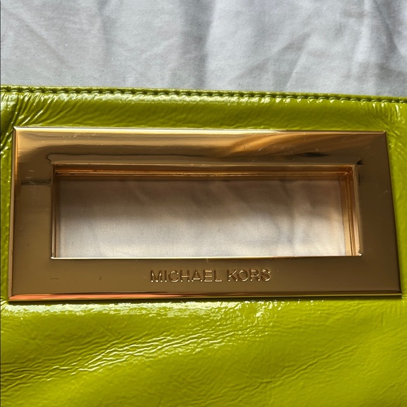 Michael Kors Chartreuse Clutch with Gold Accents - Picture 12 of 17